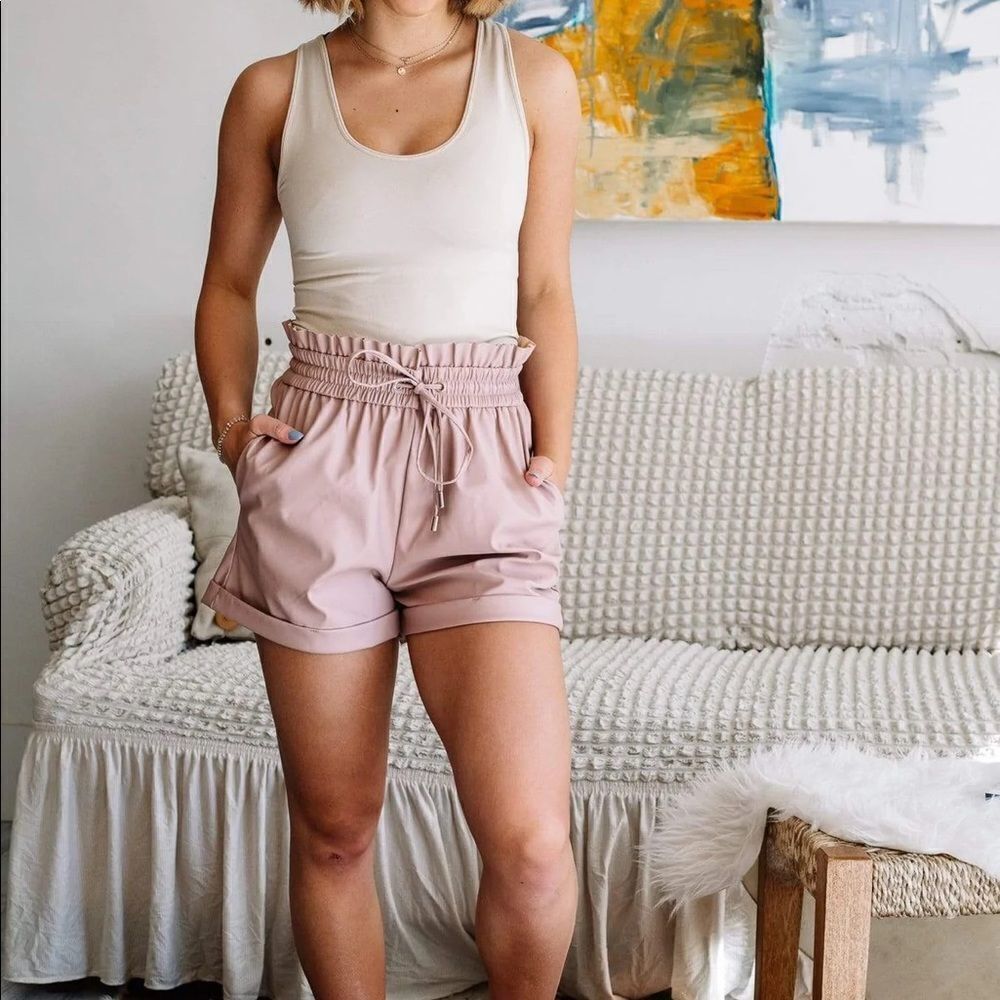 ZENANA OUTFITTERS PAPER BAG SHORT MEDIUM GREEN COLOR